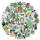 Weeds - Confezione da 50 adesivi divertenti, motivo foglie di marijuana, in vinile, per adulti, per laptop, bottiglia d'acqua, paraurti, skateboard, cappello rigido
