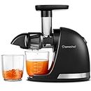 AMZCHEF Slow Juicer Machine - Masticating Juicer with Reversing Function to Prevent Jamming - Cold Press Juicer with Brush and 2 Cups - Silent Juice Extractor - Black