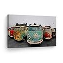 Decorative Canvas Print Vintage Van Bus Art Modern Wall Décor Artwork Wrapped Wood Stretcher Bars - Ready to Hang -%100 Handmade in the USA - 8x12