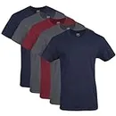 Gildan Men's Crew T-Shirt Multipack, Navy, Charcoal, Cardinal Red Assorted 5 Pack, Large