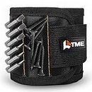 LATME Magnetic Wristband with 15 Strong Magnets for Holding Screws Nails Drill Bits-Best Armband Tool for DIY Handyman-Unique Tool Gift for Men Women (Black)
