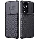 imluckies Custodia per Samsung Galaxy S21 Ultra 6,8'', copertura scorrevole della fotocamera cover, retro rigido del PC e paraurti morbido, custodia protettiva sottile, nero