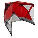 EasyGoProducts Beach Cabana Canopy Shelter – Cool Sun Shade Tent – 6’ X 6’ - UPF 50+ - Waterproof - 2 Layer Wind – 6 Ft X 6 Ft – Bonus – Beach, Lake, Park W/Family - 2 to 4 People, Shelter Red