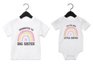 Promoted To Big & New Little Sister Rainbow Matching T-Shirts Bodysuits New Baby