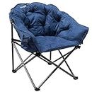 KHORE Oversized Folding Camping Moon Saucer Chair Supports 350 LBS with Cup Holder and Carry Bag (Blue)