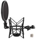 LYRCRO Microphone Shock Mount with Integrated Pop Shield for Rode Mics like K2, NT1-A,NT1000, NT2-A, NT2000, NTK, Podcaster and Procaster (20mm Internal Thread).