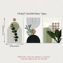 Modern Abstract Green Plants Leaf Sun Lines Wall Art - Set of 3