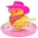wonuu Car Rubber Duck Decoration, West Cowboy Duck Car Dashboard Decoration Accessories with Mini Swim Ring Cowboy Hat Scarf and Sunglasses(A_Pink&Pink hat)