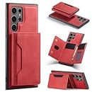 Asuwish Phone Case for Samsung Galaxy S24 Ultra 5G Wallet Cover with Credit Card Holder Slot Stand Leather Cell Accessories S24Ultra 24S S 24 24Ultra Women Men Red