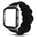 Compatible with Fitbit Blaze Bands with Metal Frame Women, Feminine Scrunchie Elastic Stretch Fabric Scrunchy Replacement Watch Band Straps Bracelet Wristband Fit for Fitbit Blaze (Black)