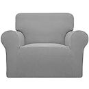 Easy-Going Stretch Chair Sofa Slipcover 1-Piece Couch Sofa Cover Furniture Protector Soft with Elastic Bottom for Kids, Pet. Spandex Jacquard Fabric Small Checks (Chair, Light Gray)