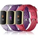 Epova 3 Stück Armband Kompatibel mit Fitbit Charge 5 Armband/Fitbit Charge 6 Armband, Weiche Atmungsaktive Verstellbares Wasserdichtes Armbänder Kompatibel mit Charge 5/6 Armband,Damen Herren