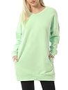 MixMatchy Women's Casual Oversized V-Neck Fall Sweatshirts Loose Fit Pullover Tunic (S-3X), Green Tea, Medium-Large