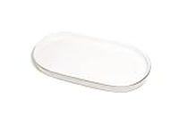 Ceramic Jewelry Dish Tray, Perfume Vanity Tray, 7x4 Decorative Catch All Trays Bowl for Trinket Key Ring, Small Bathroom Counter Tray, Soap Tray for Kitchen Sink (White)
