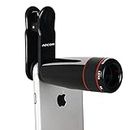 Adcom 8X Telephoto Zoom Mobile Phone Camera Lens - Compatible with All iPhone & Android Smartphones (Black)