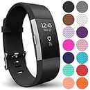 Yousave Accessories Compatible Strap for FitBit Charge 2, Silicone Sport Wristband - (Small - Single Pack, Black)