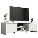 Madesa TV Stand Cabinet with Storage Space and Cable Management, TV Table Unit for TVs up to 65 Inches, Wooden, 16'' H x 15'' D x 57'' L - White