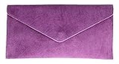 Girly Handbags Mujer Cuero de Gamuza Envelope Clutch Pulsera Piel Auténtica Rígido Bolso bandolera Violeta