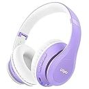 Uliptz Wireless Bluetooth Headphones, 65H Playtime Over Ear Headphones with Microphone, 6EQ Sound Modes Wireless Headphones, Foldable Bluetooth 5.3 Headphones for Travel/Office/PC (Purple)