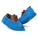 Fuxury Lot de 100 paires de couvre-chaussures jetables (50 paires) - Imperméables et antidérapantes - Résistantes - Taille unique - Bleu