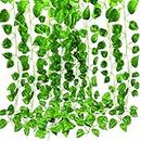 SAI PRASEEDA Wall Hanging Artificial Creeper Money Plant Strings_Set of 12_Green Color_for Interior Decoration_Art_Craft SPLFSG8