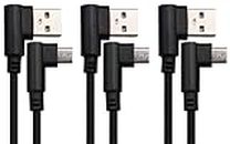 AAOTOKK 3 Ft 90 Degree Micro USB Cable Right Angle USB 2.0 Micro Male Nylon-Braided Fast Sync & Charging Cord Compatible with Android, Samsung, LG,Huawei, Smartphones & More(Black/3-Pack)
