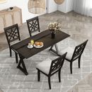 5-Piece Extendable Rubber Wood Dining Table Set,Console Table W/Dining Chairs