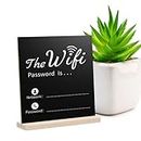 FOVERN1 WiFi Password Sign, Wooden Table WiFi Sign Wooden Freestanding Sign, Wooden Framed Sign Hanging Board for Home Business Table Centerpieces Decoration (Black)