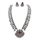 Swaroop Designer Maharashtrian Marathi Silver Oxide Kolhapuri Saaj Long Necklace for Women (Silver)