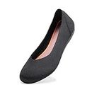 Women’s Knit Ballet Flat Round Toe Slip On Flats Shoes Classic Low Wedge Ballerina Walking Flats Shoes, Black, 10.5 US