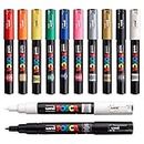 Posca PC-1M Paint Pen Art Marker Pen - Professional 12 Pen Set - Extra Black + White