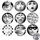 9 PCS Italy Designer Variety Face Plates Pattern Wallpaper Separated Painting Wall Stickers DIY Wall Decoration Opaque (Set E,12 inch APPR 30cm)