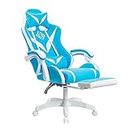 135 Degrees Gaming Chair RGB Light Office Chair Bluetooth Speaker Gamer Computer Chair Ergonomic Swivel 2 Point Massage Recliner (Color : Blue)