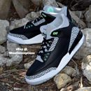 Nike Air Jordan 3 Retro Shoes Black Wolf Gray Green Glow CT8532-031 Men's & GS