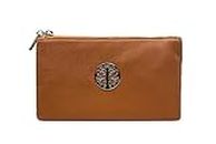 (Brown) - Long & Son Women's Small Clutch, Wristlet, Shoulder,Cross-Body Bags 3141