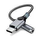 USB Type C to 3.5mm Headphone Jack Adapter,ZOOAUX USB C to Aux Audio Dongle Cable Cord Compatible with iPhone 15 series, Pixel 4 3 2 XL,Samsung Galaxy S23 S22 S21 S20 Ultra S20+ Note 20 10 S10(Grey)