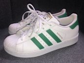 NICE!!!! Adidas Superstar  Ortholite White/Green Youth Shoes Size 3 Sneakers
