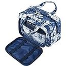 Full Size Toiletry Bag Large Makeup Bag Organizer Travel Cosmetic Bag for Women (Blue Lotus)