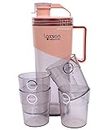 Spanker 1.6 L Large Water Pitcher with Lid + 4 Glasses | Water Carafe | Iced Tea, Water, Tea, Juice, Lemonade | Space Saving Shape, Leakproof, Premium BPA-Free Plastic Pitcher- Pink