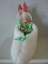 1992 Annalee Dolls Bunny Rabbit in Plush Slipper w/Mint Green Blanket 8"