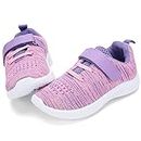 nerteo Toddler/Little Kid Boys Girls Shoes Running/Walking Sports Sneakers, Purple/Pink, 4 Toddler