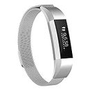 LAREDTREE Metal Loop Bands Compatible with Fitbit Alta/Fitbit Alta HR, Breathable Stainless Steel Loop Mesh Magnetic Adjustable Wristband for Women Men (Silver)