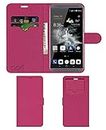 ACM Leather Window Flip Wallet Front & Back Case Compatible with Zte Axon 7 Mobile Cover Pink