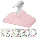Minnebaby Velvet Baby Hangers, Pack of 30 with 6 Pcs Clothing Dividers, Pink