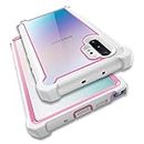 KSELF Case for Samsung Galaxy Note 10 Plus Case with Screen Protector, Full Body Protective Hybrid Dual Layer Shockproof Acrylic Back Case Cover for Galaxy Note 10 Plus 5G 6.8 inch (White Pink)