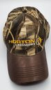 Vintage Horton Crossbows Bow Hunting Camo Snapback Hat Cap Leather Bill Adjust.