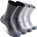 SITOISBE Cushioned Compression Unisex Mid-crew Socks 4-Pack, X-Large, Gray White