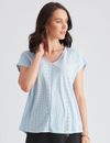 KATIES - Womens Tops - Sky Blue - Knit Top - V Neck - Blouse - Women's Clothing