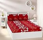 Amazon Brand - Solimo Ruby Foliage Double Bedsheet with 2 Pillow Covers, 95 GSM