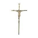 RUSTIC RELICS Pure Brass Jesus Cross - 1Pcs | Christ Wall Décor | Lord Jesus Holu Christmas Figurine | Perfect for Christmas Gifts - Golden Finish | Church Catholic Crucifix
